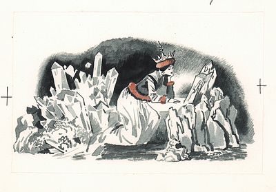 Мешков Е.А. В раздумьях. Оригинал иллюстрации к книге С. Романовского "Сон лисы". М.- Детская 