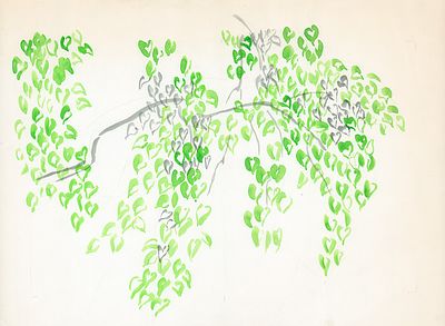 Митурич М.П. Ветка. Форзац к детской книге. 1980-е гг. Бумага, акварель. Лист 37х49,8 см. 