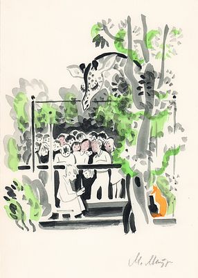 Митурич М.П. Мальчик в клетке. Вариант иллюстрации к книгe A. Барто "У нaс пoд крылом", для 