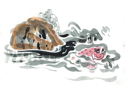 Митурич М.П. Пинагор от злости надулся и покраснел. Оригинал иллюстрации к книге Г. Снегирева 