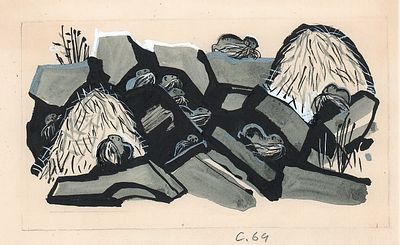 Митурич М.П. Сеноставки. Они все вместе запасали сено на зиму. Оригинал иллюстрации к книге Г. 