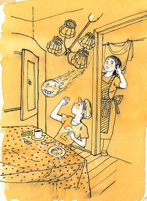 Митурич-Хлебникова В.М. За столом. Оригинал иллюстрации к сборнику "Необычный дирижер" 1991 г. 