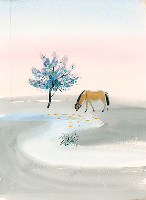 Митурич-Хлебникова В.М. Так хотела бы водица Убегать и расходиться. Оригинал иллюстрации к 