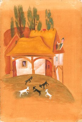 Монин Е.Г. Козлята во дворе. Оригинал иллюстрации для книги Ю. Тувима "Письмо ко всем детям по 