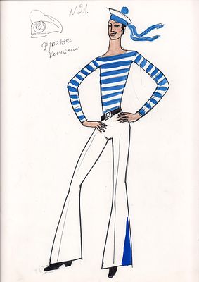 Севастьянов И.В. Матрос. Эскиз театрального костюма оперетте И. Дунаевского "Вольный ветер" 