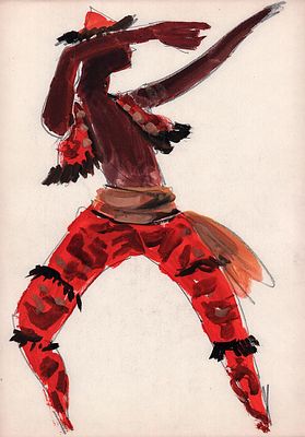 Севастьянов И.В. Половецкий танец (мужчина). Эскиз театрального костюма опере "Князь Игорь" 
