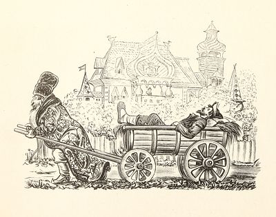 Милашевский В.А. На телеге. 1950-е гг. Бумага, ксилография. Оттиск 7,3х10 см, лист 12,5х17 см. 