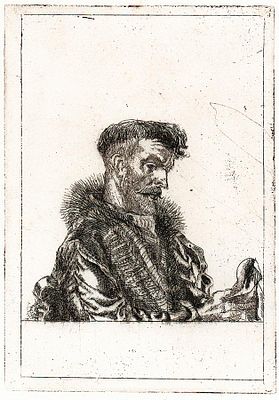 Якутович Г.В. Мужской портрет. Иллюстрация на тему петровского времени. 1980-е. Бумага, офорт. 