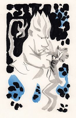 Митурич М.П. Лев и заяц. Вариант иллюстрации к книге С. Михалкова "Лиса, бобер и другие". 