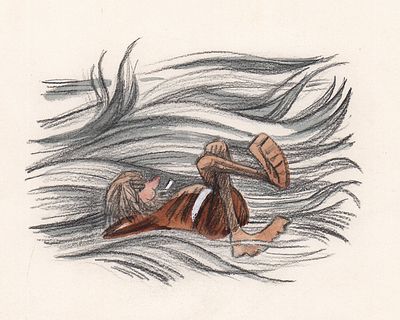 Митурич М.П. На отдыхе. Вариант иллюстрации к басне "Пастух и Блоха" для книги С. Михалкова 