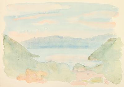 Митурич М.П. Остров Итака. Залив. 1999 г. Бумага, акварель. Лист 50,5х71,7 см. Подпись в правом 