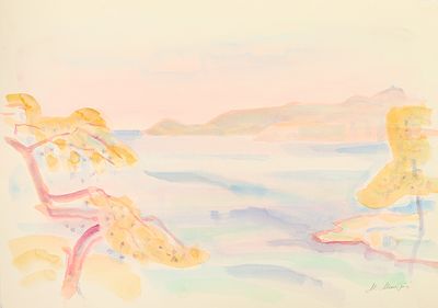 Митурич М.П. Остров Эгина. 1998 г. Бумага, акварель. Лист 51,5х72,5 см. Подпись в правом нижнем 