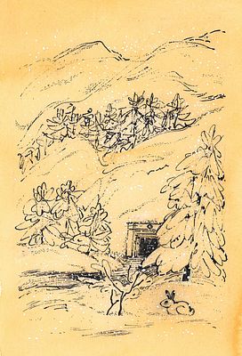 Митурич-Хлебникова В.М. Заяц у дороги. Оригинал иллюстрации к сборнику "Необычный дирижер" 1991 