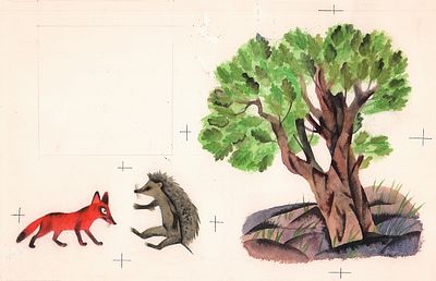 Монин Е.Г. Доброе утро, Лисёнок! Оригинал иллюстрация для книги Я. Акима "Мой верный чиж". 