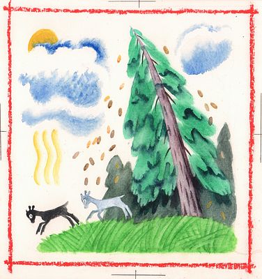 Монин Е.Г. Не строй подо мною избушку, - отвечает ёлка. Оригинал иллюстрации для книги "Как 