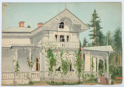 Морозова Н. Вырица. Английский пр. 1917 г. Бумага, акварель, 31,5х44,5 см неровный нижний край 