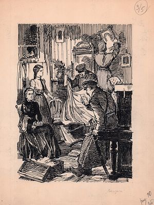 Незнайкин И.П. Обыск. Оригинал иллюстрации к книге З. Воскресенской "Сердце матери [Текст] ; 