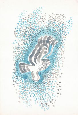 Митурич М.П. Ушастая лесная сова. Выставочный вариант иллюстрации к книге В. Бианки "Красная 