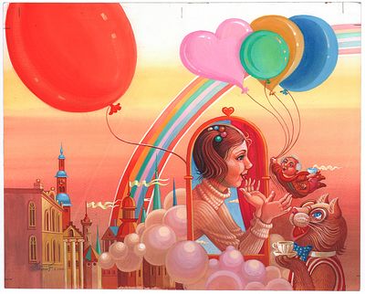 Крестовский С.А. Кот с чашкой чая. Оригинал иллюстрации к книге B. Панкова &laquo;Истории чайного 