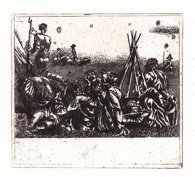 Якутович Г.В. Сражение. Иллюстрация на тему петровского времени. 1980-е гг. Бумага, офорт. 11 