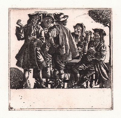 Якутович Г.В. Иностранцы. Иллюстрация на тему петровского времени. 1980-е. Бумага, офорт. 11 