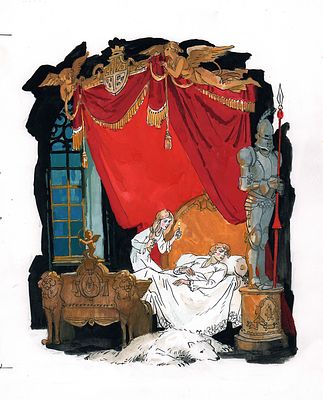 Панов В.П. Ночью. Оригинал иллюстрации к детской газете "Жили-были". 1990-е гг. Бумага, тушь 