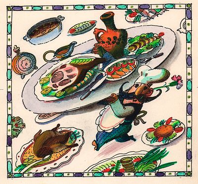 Токмаков Л.А. Официант. Оригинал иллюстрации к книге И. Токмаковой "Синие горы, золотые 