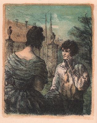 Зусман Л.П.. Разговор. Иллюстрация к роману Стендаля &laquo;Красное и черное&raquo;. Москва, Издательство 