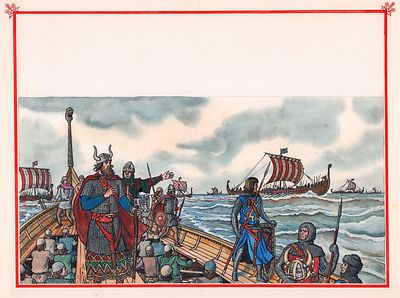 Алексеев В.Ф. На корабле. Оригинал иллюстрации к книге Б. Алмазова "Святой благоверный князь 