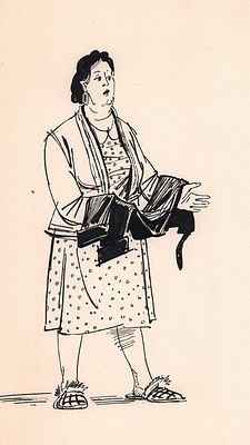 Алимов Б.А. Брюки. Оригинал иллюстрации к книге В. Вынту "Кто такой Ницэ Пеницэ", Детгиз, 1960 