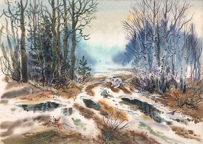 Бастрыкин В.В. Заяц. 2001 г. Бумага, гуашь, акварель. Лист 30х42,5 см. Подпись художника на обороте.