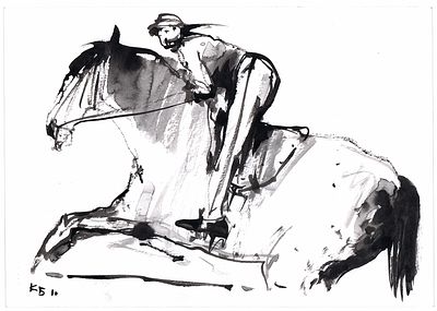 Батынков К.А. Всадница. 2011 г. Бумага, тушь. Лист 21х29,7 см. В левом нижнем углу монограмма. 