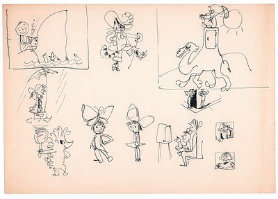 Беломлинский М.С. Эскизы иллюстраций. 1970-е гг.. Бумага, тушь. Лист 19х27 см. Беломлинский 