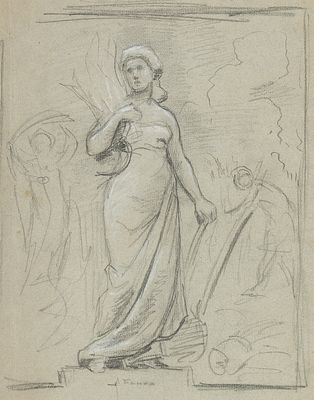 Бенуа Л.Н. Аллегорическая женская фигура. Эскиз панно. 1900-е. Бумага, итальянский карандаш 