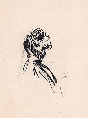 Бехтеев В.Г. Поцелуй. Двусторонняя работа. На обороте - Перед зеркалом. 1930-е гг. Бумага, тушь 