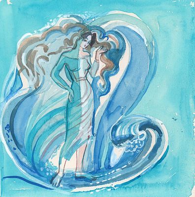 Бруни И.Л. Вариант иллюстрации к поэме В.А. Жуковского "Ундина." 1968 г. Бумага, акварель. Лист 