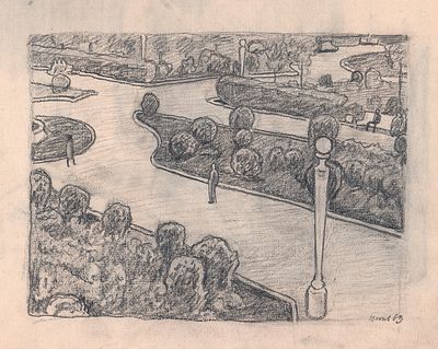 Вакидин В.Н. Дорохово. 1969 г. Бумага, карандаш. Лист 25х29,5 см. В правом нижнем углу 