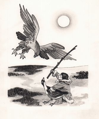 Вальк Г.О. Защитник. Оригинал иллюстрации к книге В. Бороздина "Большая Хета сердится" : 