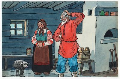 Семенов И.М. - Эх, опять обманул меня журавль! Иллюстрация к кадру из диафильма &laquo;Скатерть 