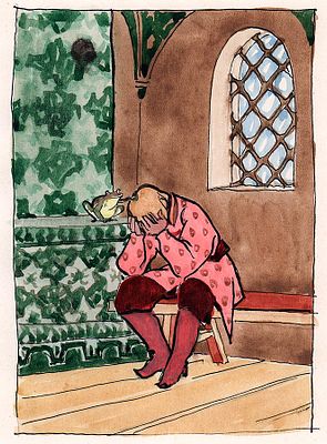 Гольц Н.Г. Иван-царевич и лягушка. Иллюстрация к сказке "Царевна-лягушка", 1956 г. Бумага 