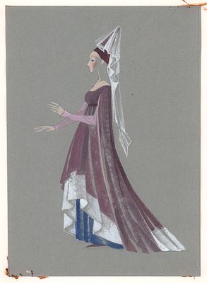 Гольц Н.Г. Эскиз женского костюма к опере &laquo;Иоланта&raquo; для театра Н. Сац. Конец 1970-80-е гг. 