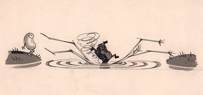 Гольц Н.Г. Через речку… Оригинал иллюстрации к сказке Братьев Гримм "Соломинка, уголёк и боб" к 