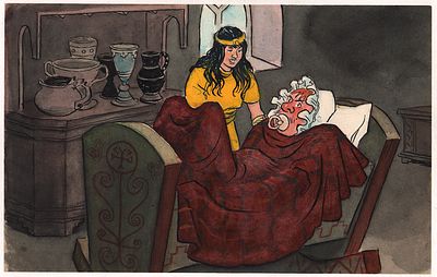 Ведерников Е.А. Лежи и помалкивай. Оригинал иллюстрации к кадру из диафильма по ирландской 