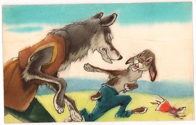 Репкин П.П. С неба упало чудовище. Оно гонится за нами. Иллюстрация к кадру для диафильма по 