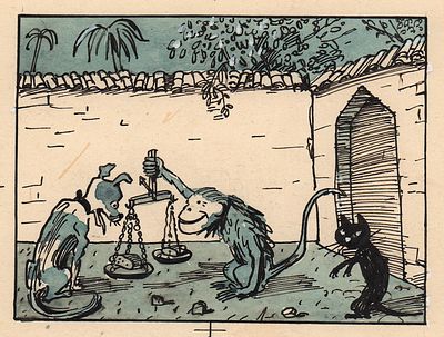 Каневский А.М. Но тут опустилась другая чашка. Оригинал иллюстрации к индейской сказке "О 