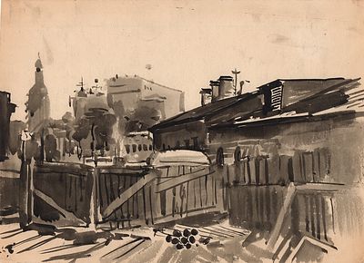 Гуревич Б.А. Старая Москва. 1960-е гг. Бумага, акварель. Лист 25,7х35,6 см. Гуревич Борис 