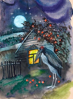 Остров С.А. Ночь. Фронтиспис к книге М. Москвиной "Как поет марабу" , М: Дрофа, 2009. Бумага 