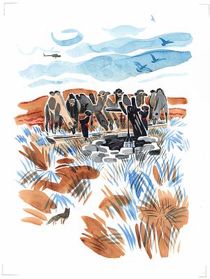 Митурич М.П. Когда караван подъехал, из колодца вылетела стая диких голубей. Оригинал 