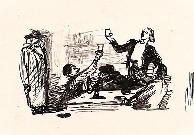 Аксельрод М.М. За столом. 1950-е гг. Бумага, карандаш, тушь. Лист 14х20 см. Аксельрод Меер 