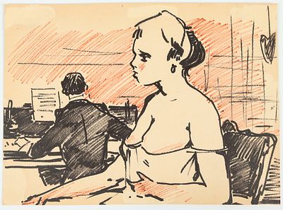 Алексеев М.Ю. Певица.1963. Бумага, фломастер, 26,3х36,3 см. Алексеев Михаил Юрьевич (1927—1999) 